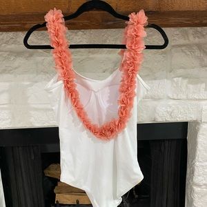 Pink/peach Ruffle strap one piece